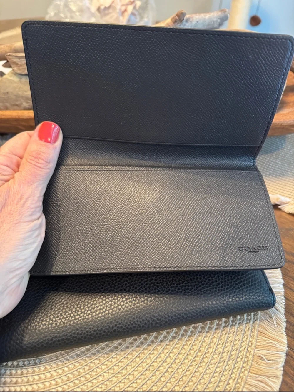 Coach Black Pebbled Leather Wallet & Checkbook Duo with Gold Logo - Picture 8 of 8